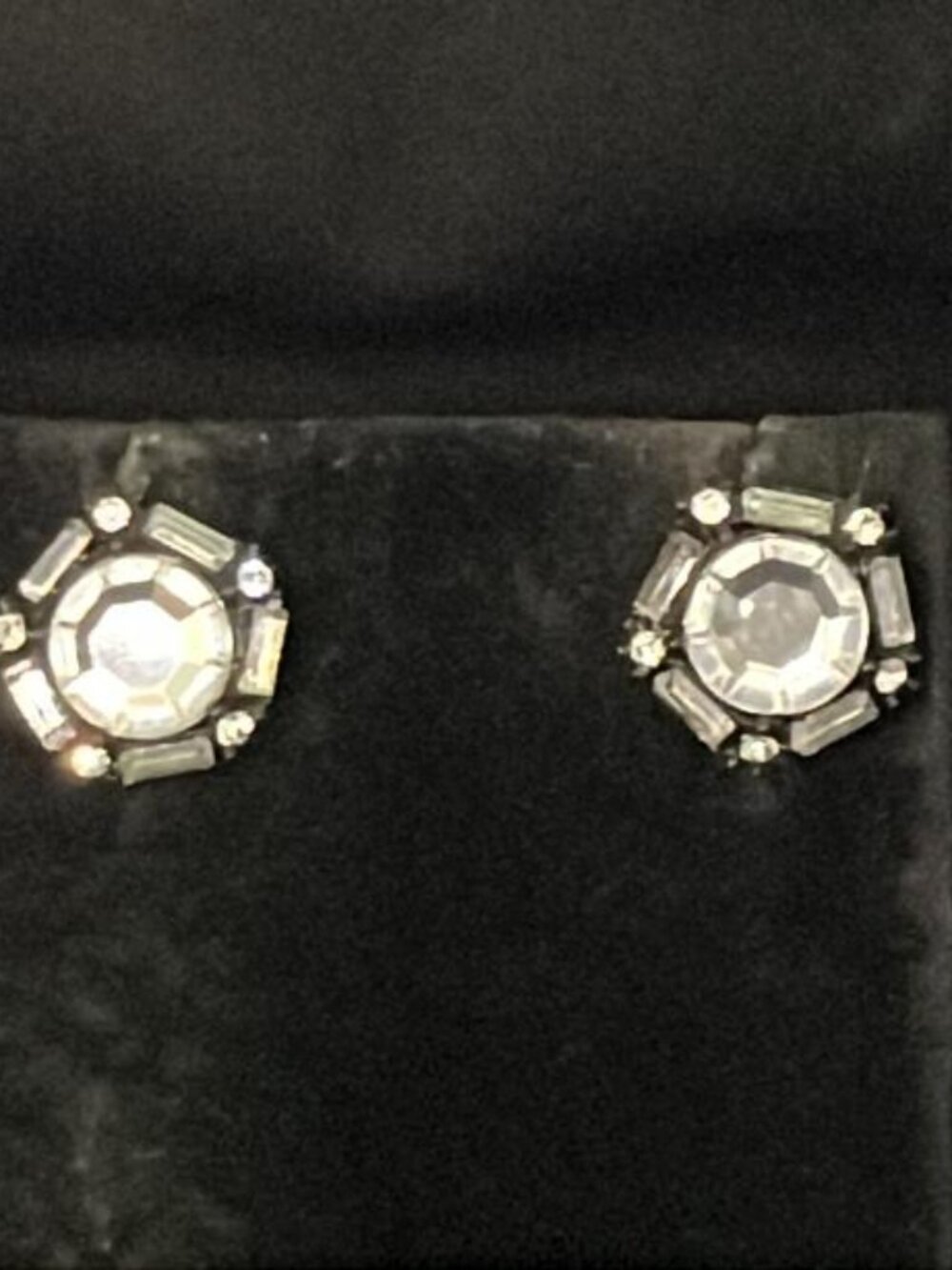 5-Sided Round and Rectangle Faceted Stone Earrings